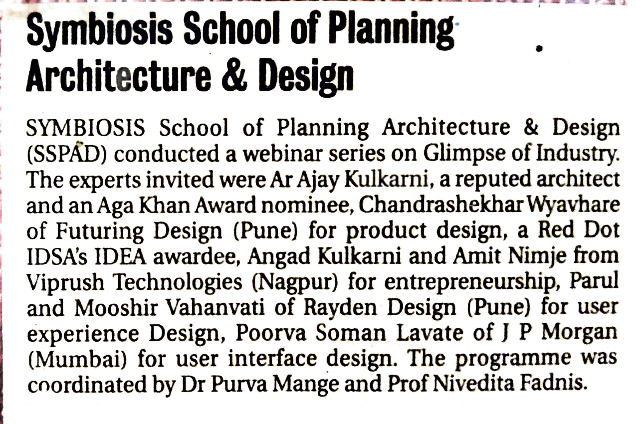 Symbiosis School of Planning Architecture & Design Invites Viprush Technologies as Industry Expert