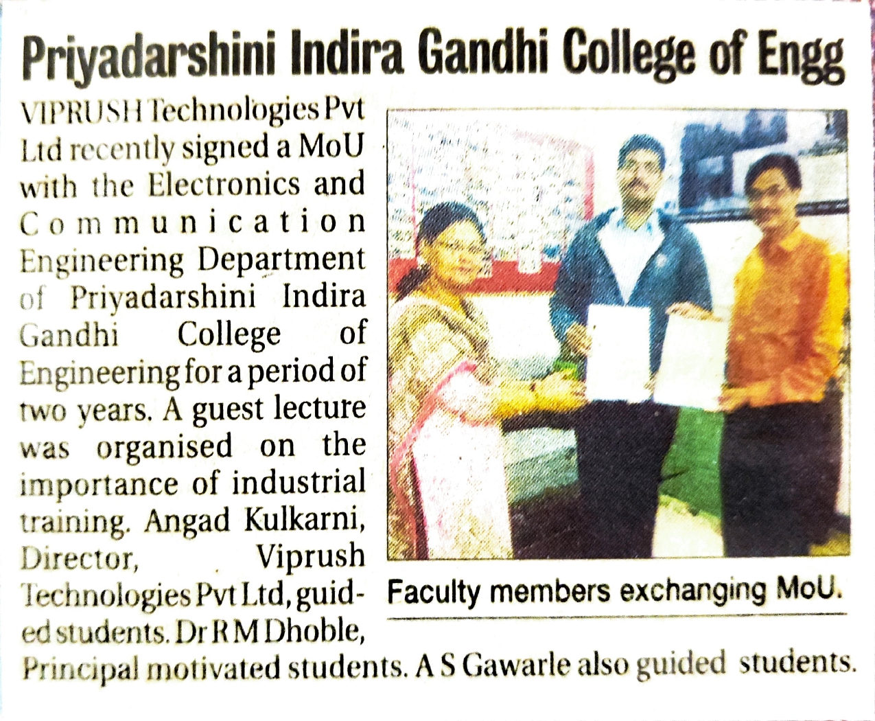 Viprush Technologies Signs MoU with Priyadarshini Indira Gandhi College of Engineering